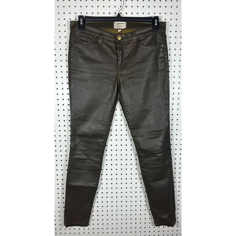 Current Elliott Pants The Skinny Ankle Army Green Coated Women’s Size 30